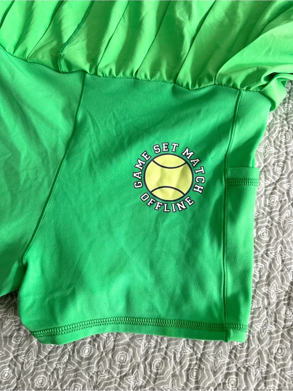 Offline by Aerie Bright Green Pleated Tennis Skort Game Set Match Graphic Size M